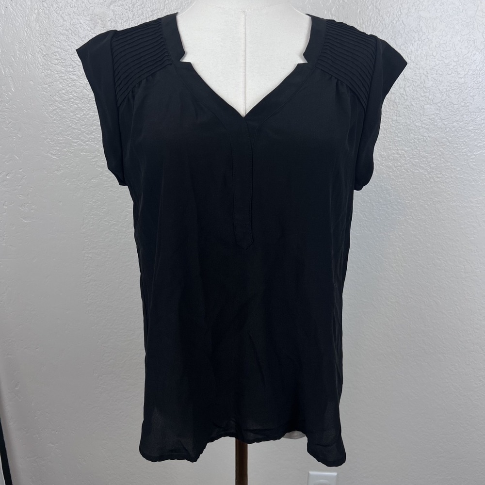 Collective Concepts Top Womens Medium Black 100% Silk Sheer Office Work Capsule